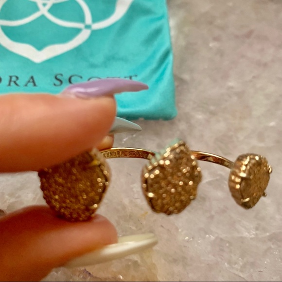 COPY  - KENDRA SCOTT NAOMI Rose Gold Drusy Double Ring M/L - Picture 7 of 7